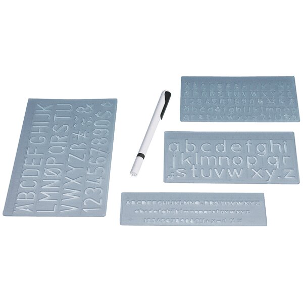 WEDO Kit normographe, hauteur de caractères: 5, 10 et 20 mm