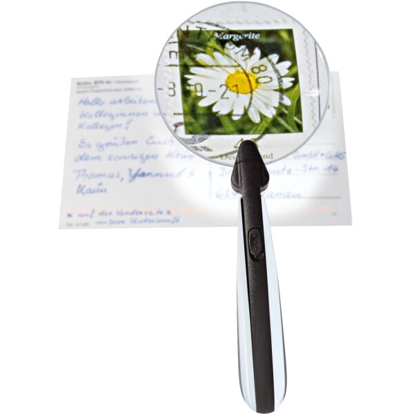 WEDO Lupe mit LED-Licht, rund, rahmenlos, Durchmesser: 80 mm