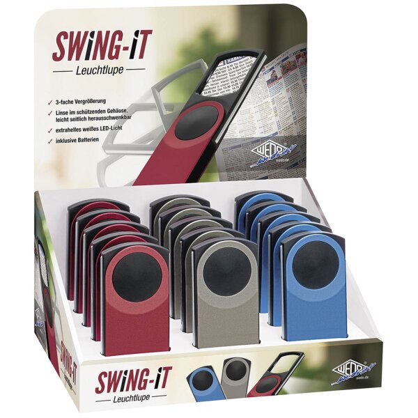 WEDO Rechtecklupe SWING-IT mit LED-Beleuchtung, 15er Display