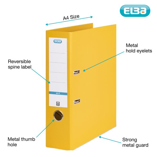 ELBA Classeur à levier rado smart Pro+, dos: 80 mm, jaune
