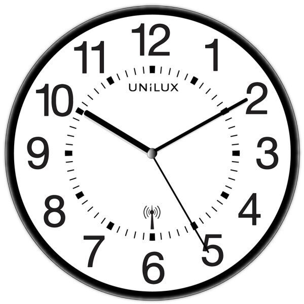 UNiLUX Wanduhr Funkuhr "WAVE", Durchmesser: 300 mm, silber