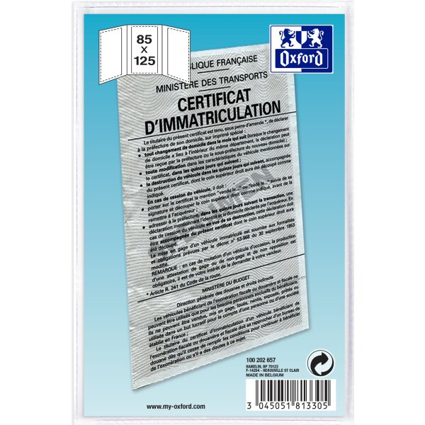 Oxford Ausweishülle, PVC, 3-fach, 0,30 mm, 85 x 130 mm