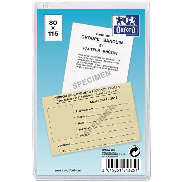 Oxford Ausweishülle, PVC, 1-fach, 0,20 mm, For.: 83 x 120 mm