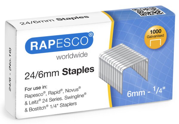 RAPESCO Heftklammern 26 6, verzinkt, 2.000 Stück