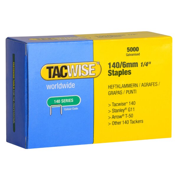 TACWISE Agrafes 140/8 mm, 5.000 pi&egrave;ces, galvanis&eacute;