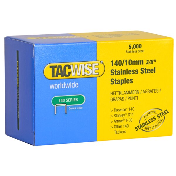 TACWISE Agrafes 140/10 mm, acier inoxydable, 5.000 pi&egrave;ces