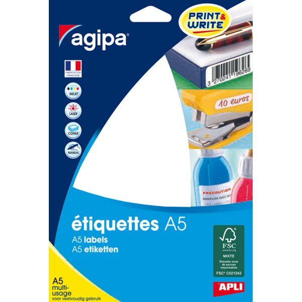 agipa Universal-Etiketten, 210 x 148 mm, weiss