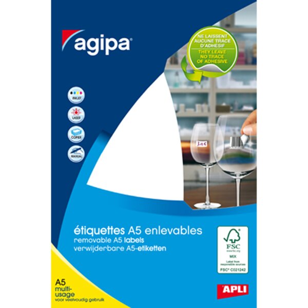 agipa Ringetiketten, 45 x 8 mm, DIN A5, ablösbar
