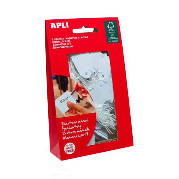 APLI Etiquette à suspendre, dimensions: 36 x 53 mm, blanc