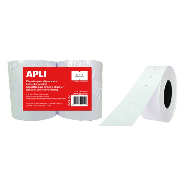 APLI Etiketten für Preisauszeichner, 16 x 18 mm, weiss