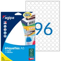 agipa Universal-Etiketten, Durchmesser: 30 mm, rund, weiss