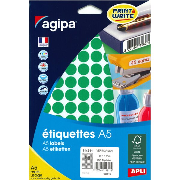 agipa Pastille de couleur, diamètre: 24 mm, rond, assorti