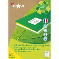 agipa Recycling Vielzweck-Etiketten, 105 x 37 mm, weiss