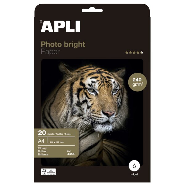 APLI Foto-Papier bright PRO, DIN A4, 280 g qm, hochgl&auml;nzend