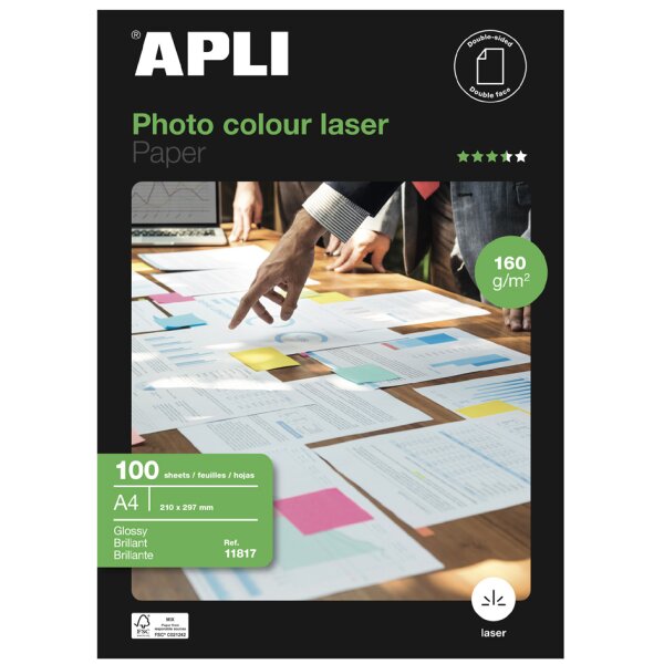 APLI Laser-Foto-Papier, DIN A4, 160 g qm, hochglänzend