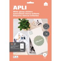 APLI Hochglanz-Etiketten, 210 x 297 mm, weiss