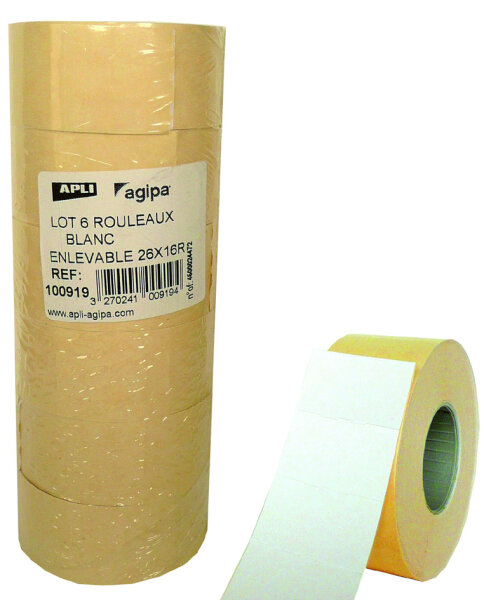 APLI Etiquette pour pince à étiqueter, 26 x 16 mm, permanent
