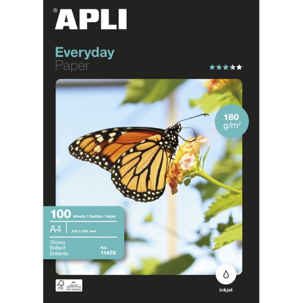 APLI Foto-Papier everyday, DIN A4, 180 g qm, hochgl&auml;nzend