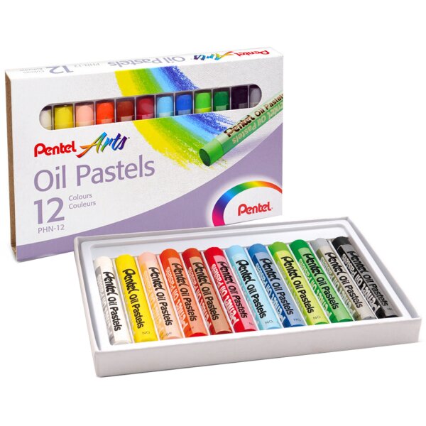 PentelArts Pastels à huile PHN4, étui en plastique de 12