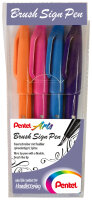 PentelArts Faserschreiber Brush Sign Pen, 4er Etui, Colour