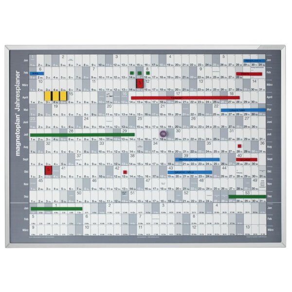 magnetoplan Jahresplaner mit Trägertafel, (B)865 x (H)620 mm