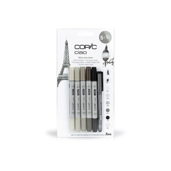 COPIC Marker Ciao 22075565 5+1 Set Warm Grey