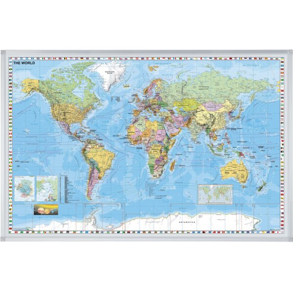 FRANKEN Weltkarte, magnethaftend, (B)1.380 x (H)880 mm