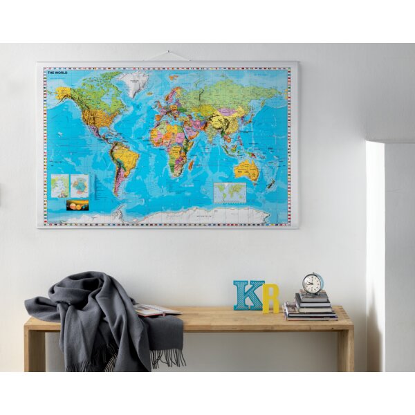 FRANKEN Carte du monde, laminé, (l)1.370 x (H)970 mm