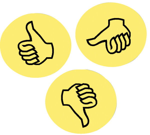 FRANKEN Moderationskarte Wertungssymbol "Daumen", gelb