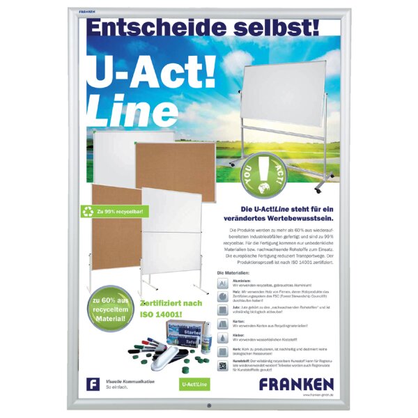 FRANKEN Plakatrahmen Security, DIN A4, 32 mm Rahmenprofil