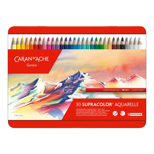 CARAN DACHE Crayon coul. Supracolor 3,8mm 3888.330 ass. boite mét. 30 piece