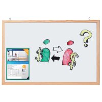 FRANKEN Tableau mural blanc avec cadre en bois, 1.200 x 800