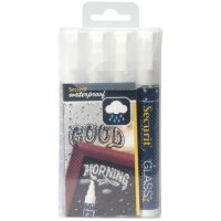 Securit Kreidemarker WATERPROOF MEDIUM, 4er Etui, weiss