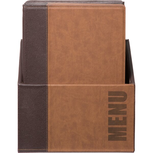 Securit Prot&egrave;ge-menus TRENDY, A4, bo&icirc;te de 20, marron clair