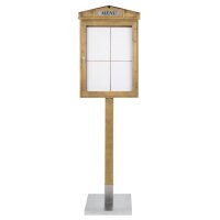 Securit Vitrine daffichage LED RUSTIC, 4 x A4, acajou