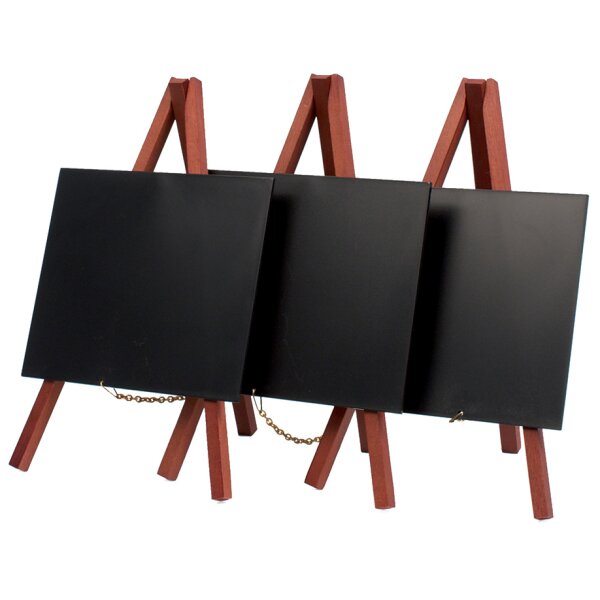Securit Tisch-Kreidetafel MINI mit Staffelei, mahagoni