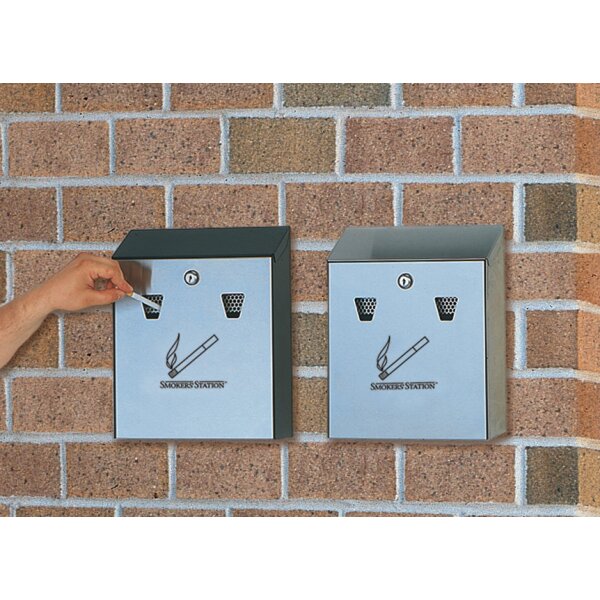 Rubbermaid Cendrier mural Smockers Station, noir / argent