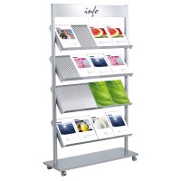 kerkmann Prospektregal Rico, für 12 x DIN A4, alusilber