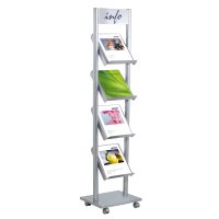 kerkmann Prospektregal Rico, für 16 x DIN A4, alusilber