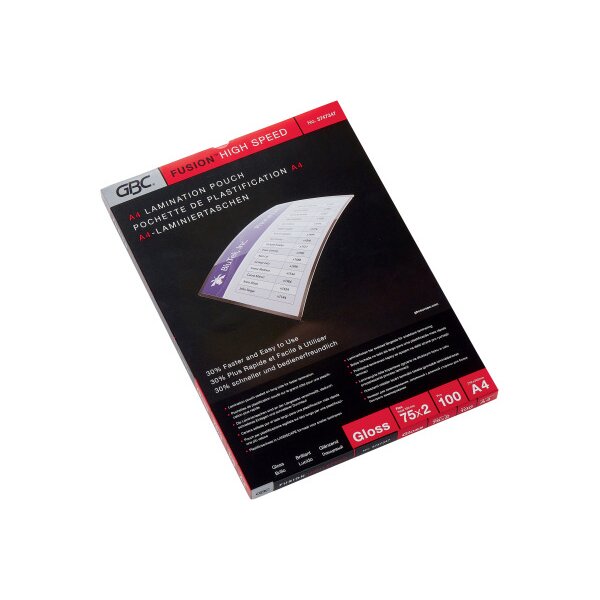 GBC Pochettes à plastifier A4 3747347 brillant, 75my 100 pièces