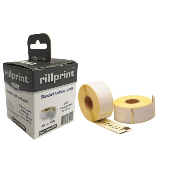 rillstab Rouleau détiquettes, 89 x 28 mm, blanc