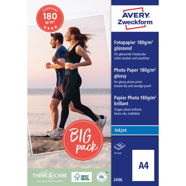 AVERY Zweckform Inkjet Fotopapier EVERYDAY, 180 g qm, DIN A4