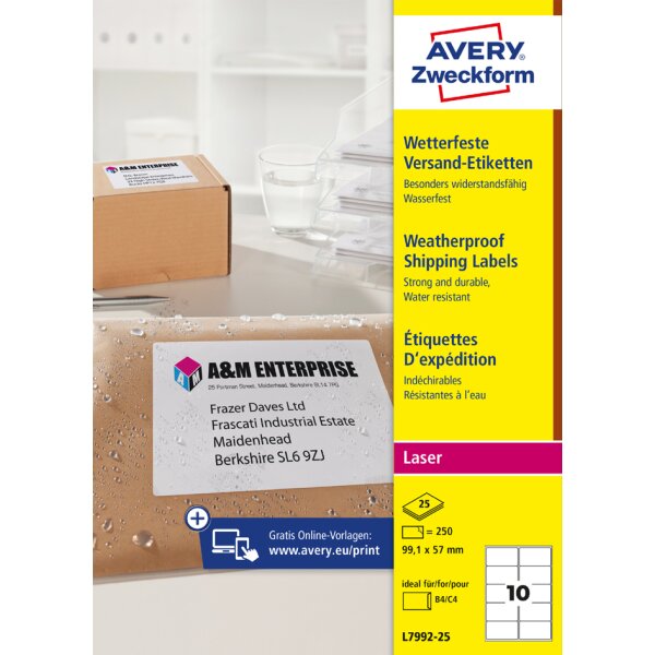 AVERY Zweckform Etiquette dexp&eacute;dition, r&eacute;sistant