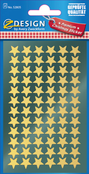 AVERY Zweckform ZDesign Stickers de Noël étoiles, or