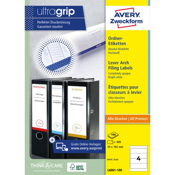 AVERY Zweckform Etiquette pour dos de classeur, 59 x 192 mm