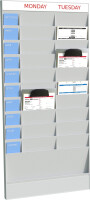 PAPERFLOW Planificateur de bureau mural, 20 casiers, gris
