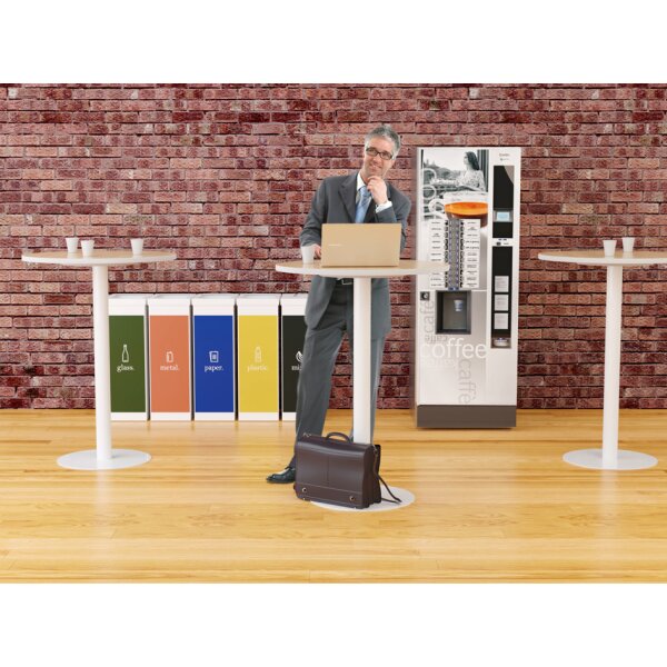 PAPERFLOW Stehtisch easyDesk, Durchmesser 600 mm, weiss weiss