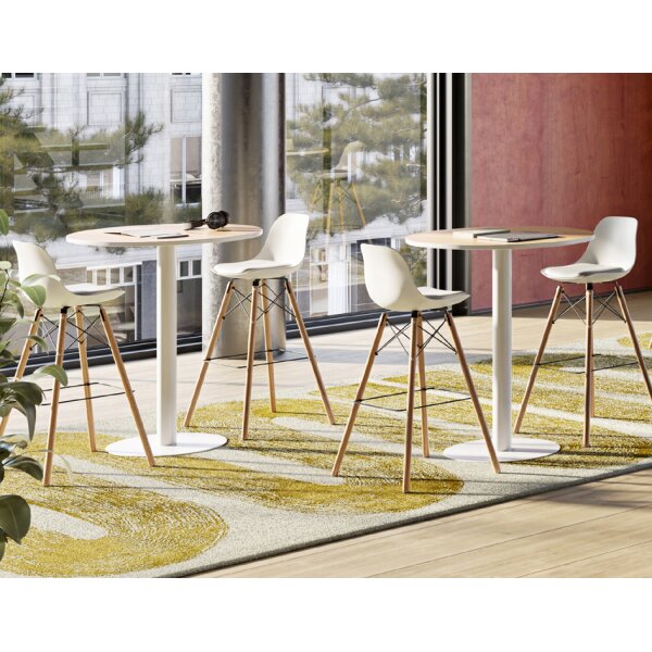 PAPERFLOW Table haute easyDesk, diam. 800 mm, hêtre / blanc