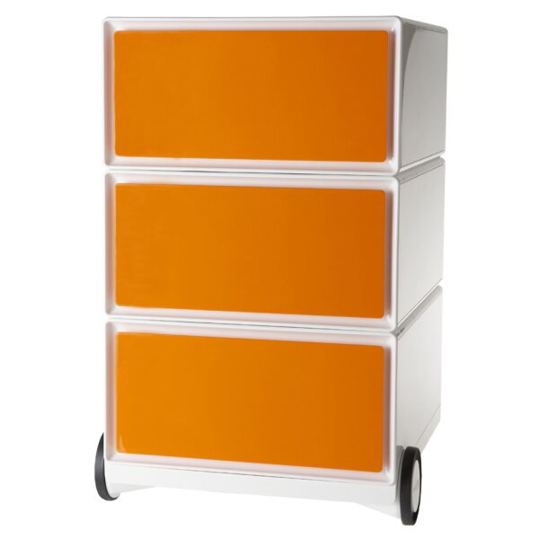 PAPERFLOW Rollcontainer "easyBox", 3 Sch&uuml;be, weiss gr&uuml;n