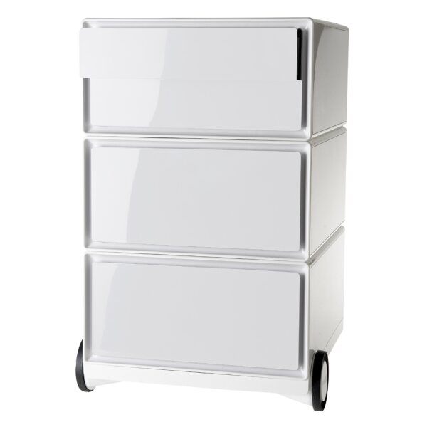 PAPERFLOW Rollcontainer easyBox, 4 Sch&uuml;be, weiss schwarz